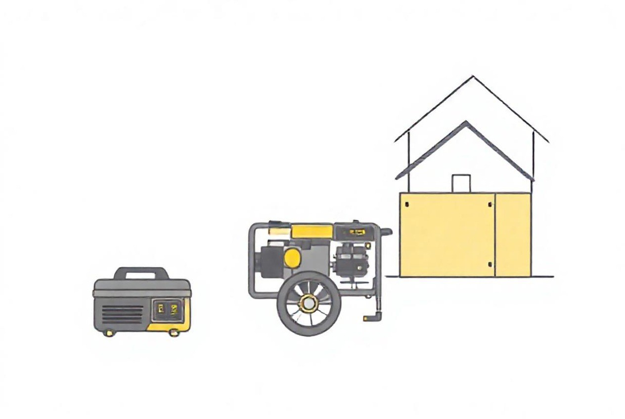 Three generator types arranged by size and permanence